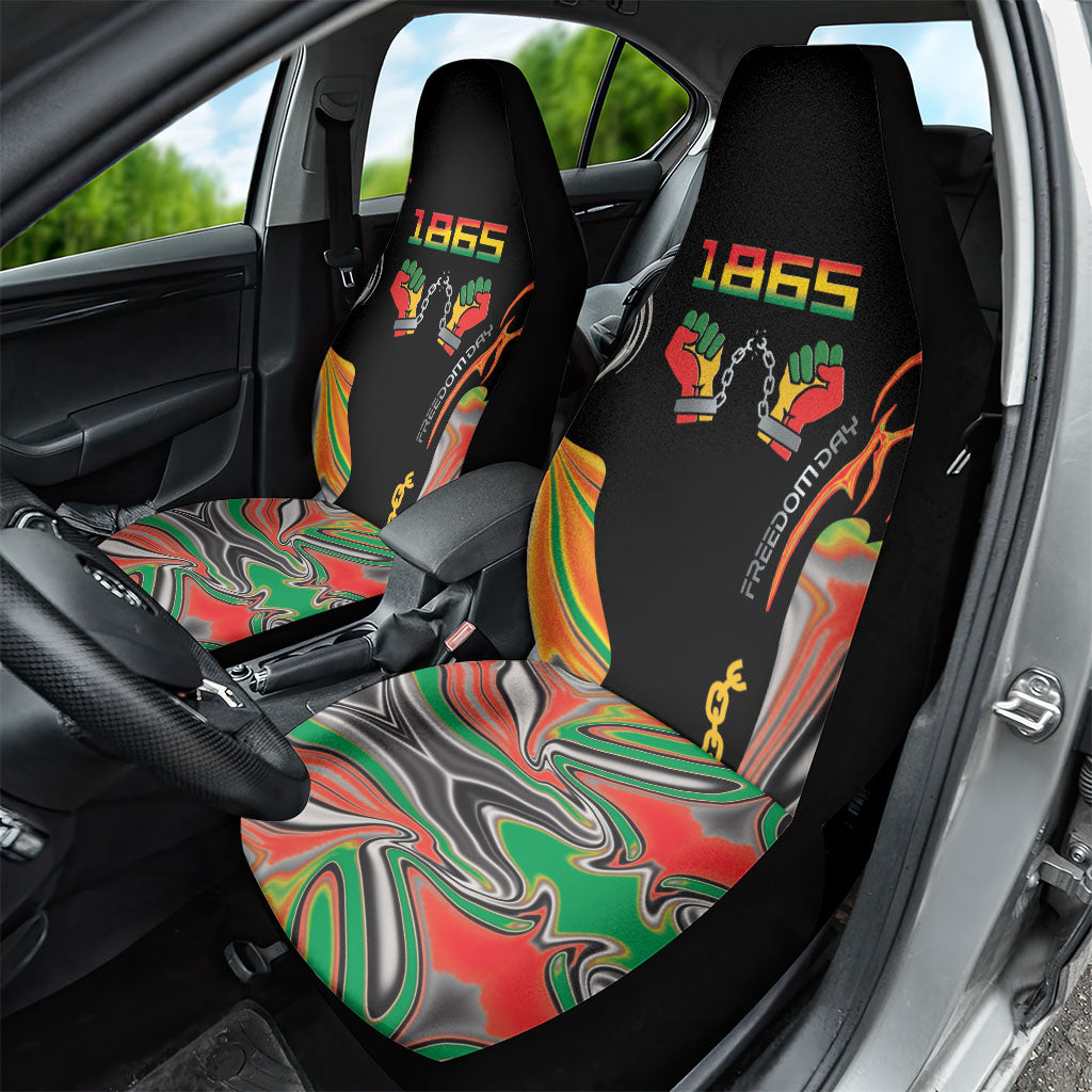 African Juneteenth Freedom Day 1865 Car Seat Cover Colors Liquid Marble With Broken Chains