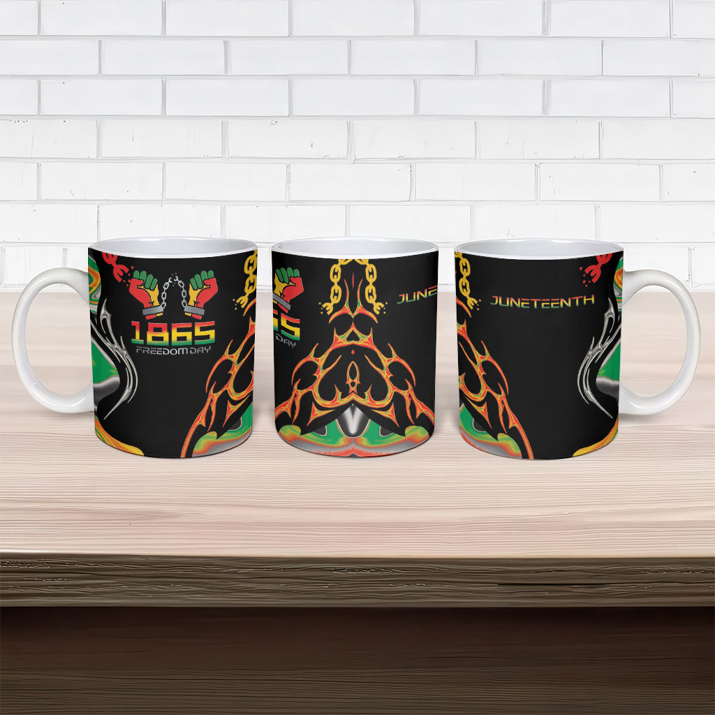African Juneteenth Freedom Day 1865 Ceramic Mug Colors Liquid Marble With Broken Chains