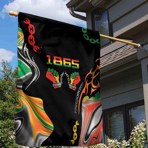African Juneteenth Freedom Day 1865 Garden Flag Colors Liquid Marble With Broken Chains