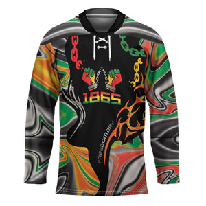 African Juneteenth Freedom Day 1865 Hockey Jersey Colors Liquid Marble With Broken Chains
