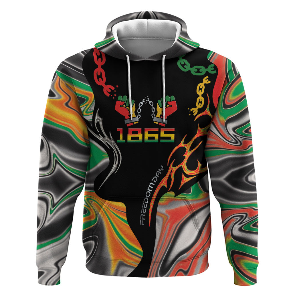 African Juneteenth Freedom Day 1865 Hoodie Colors Liquid Marble With Broken Chains