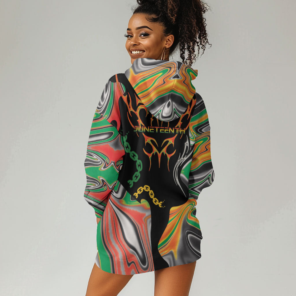 African Juneteenth Freedom Day 1865 Hoodie Dress Colors Liquid Marble With Broken Chains