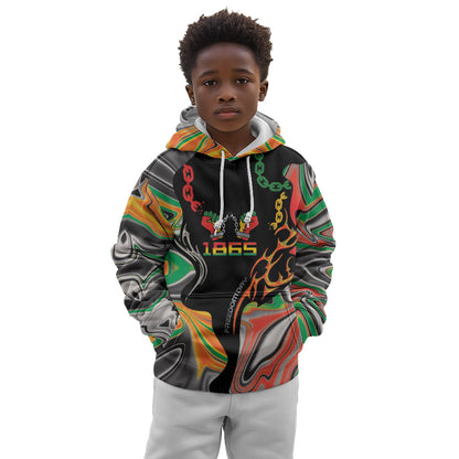 African Juneteenth Freedom Day 1865 Kid Hoodie Colors Liquid Marble With Broken Chains