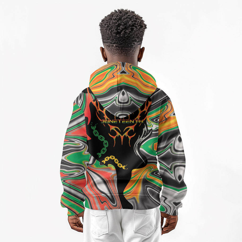 African Juneteenth Freedom Day 1865 Kid Hoodie Colors Liquid Marble With Broken Chains