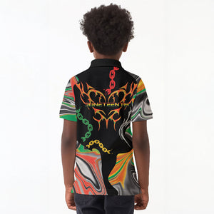 African Juneteenth Freedom Day 1865 Kid Polo Shirt Colors Liquid Marble With Broken Chains