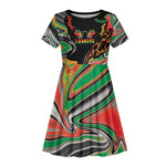 African Juneteenth Freedom Day 1865 Kid Short Sleeve Dress Colors Liquid Marble With Broken Chains