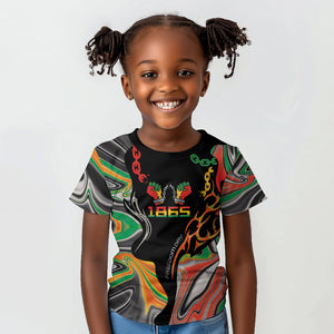 African Juneteenth Freedom Day 1865 Kid T shirt Colors Liquid Marble With Broken Chains
