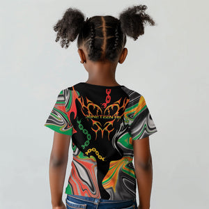 African Juneteenth Freedom Day 1865 Kid T shirt Colors Liquid Marble With Broken Chains