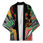 African Juneteenth Freedom Day 1865 Kimono Colors Liquid Marble With Broken Chains