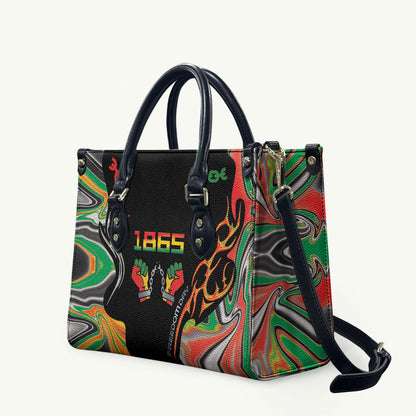 African Juneteenth Freedom Day 1865 Leather Bag Colors Liquid Marble With Broken Chains
