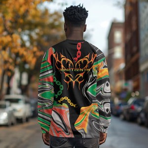 African Juneteenth Freedom Day 1865 Long Sleeve Shirt Colors Liquid Marble With Broken Chains
