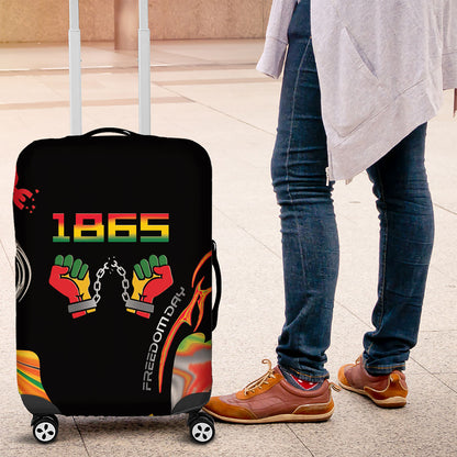 African Juneteenth Freedom Day 1865 Luggage Cover Colors Liquid Marble With Broken Chains