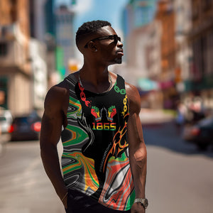 African Juneteenth Freedom Day 1865 Men Tank Top Colors Liquid Marble With Broken Chains