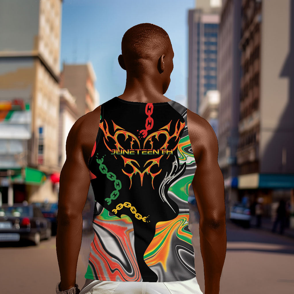 African Juneteenth Freedom Day 1865 Men Tank Top Colors Liquid Marble With Broken Chains
