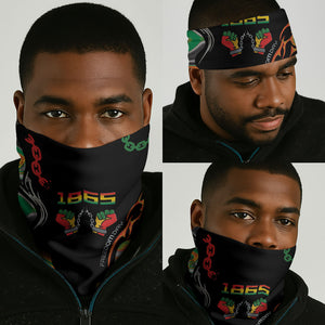 African Juneteenth Freedom Day 1865 Neck Gaiter Colors Liquid Marble With Broken Chains