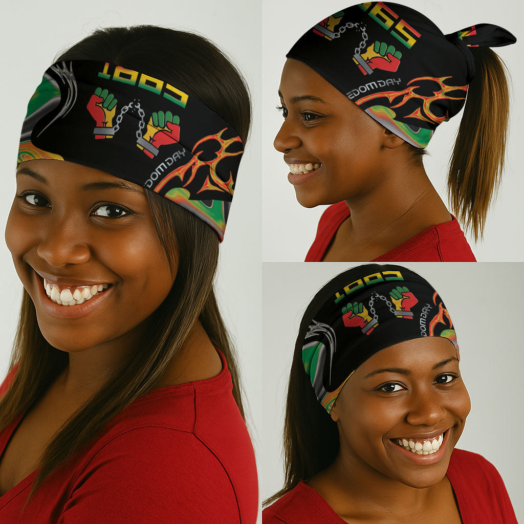 African Juneteenth Freedom Day 1865 Neck Gaiter Colors Liquid Marble With Broken Chains