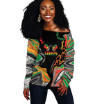 African Juneteenth Freedom Day 1865 Off Shoulder Sweater Colors Liquid Marble With Broken Chains