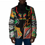 African Juneteenth Freedom Day 1865 Padded Jacket Colors Liquid Marble With Broken Chains