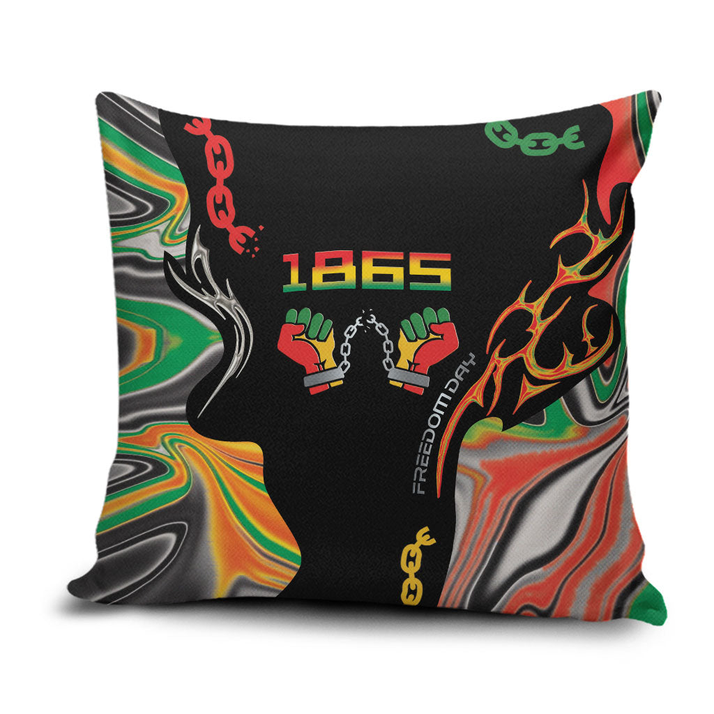 African Juneteenth Freedom Day 1865 Pillow Cover Colors Liquid Marble With Broken Chains