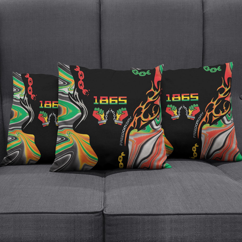 African Juneteenth Freedom Day 1865 Pillow Cover Colors Liquid Marble With Broken Chains