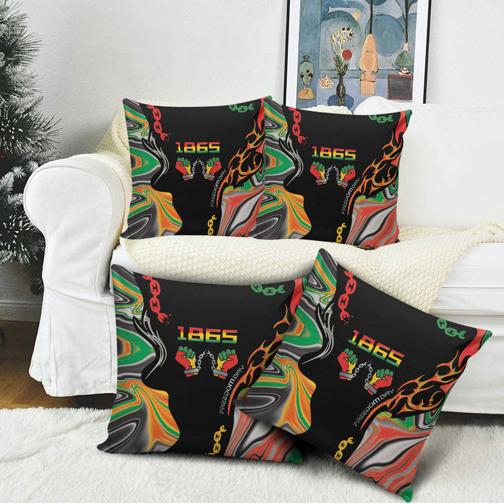African Juneteenth Freedom Day 1865 Pillow Cover Colors Liquid Marble With Broken Chains
