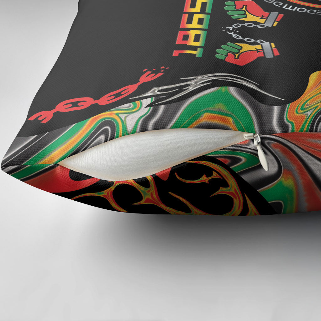 African Juneteenth Freedom Day 1865 Pillow Cover Colors Liquid Marble With Broken Chains