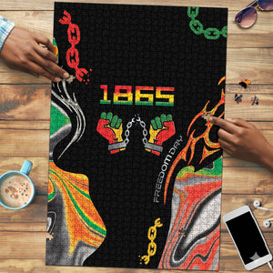 African Juneteenth Freedom Day 1865 Puzzle Colors Liquid Marble With Broken Chains