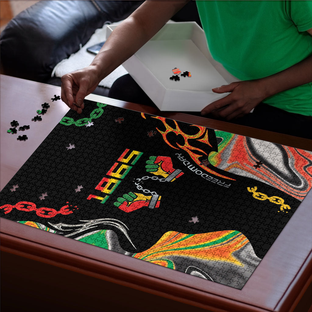 African Juneteenth Freedom Day 1865 Puzzle Colors Liquid Marble With Broken Chains
