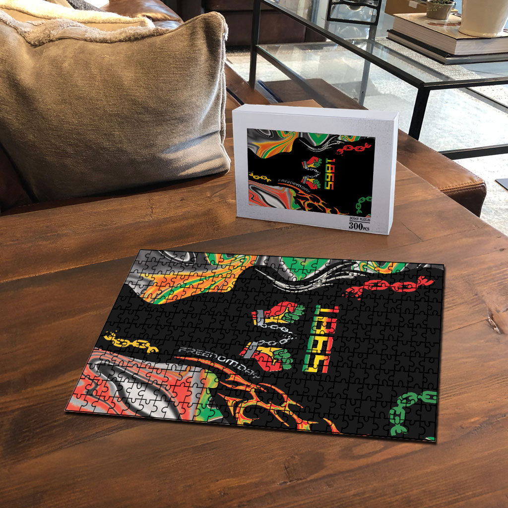 African Juneteenth Freedom Day 1865 Puzzle Colors Liquid Marble With Broken Chains