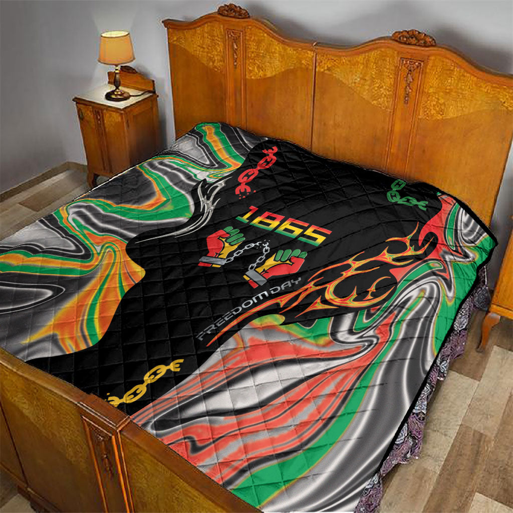 African Juneteenth Freedom Day 1865 Quilt Colors Liquid Marble With Broken Chains