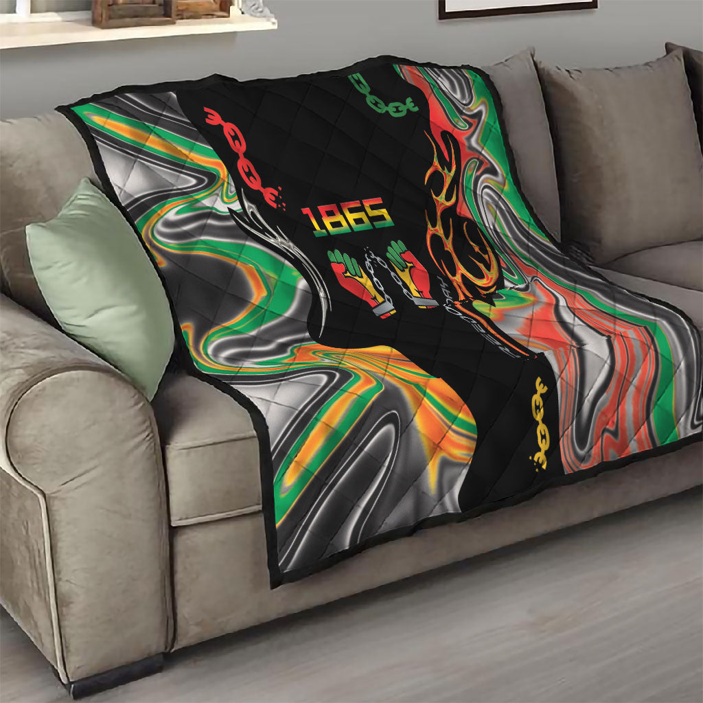 African Juneteenth Freedom Day 1865 Quilt Colors Liquid Marble With Broken Chains