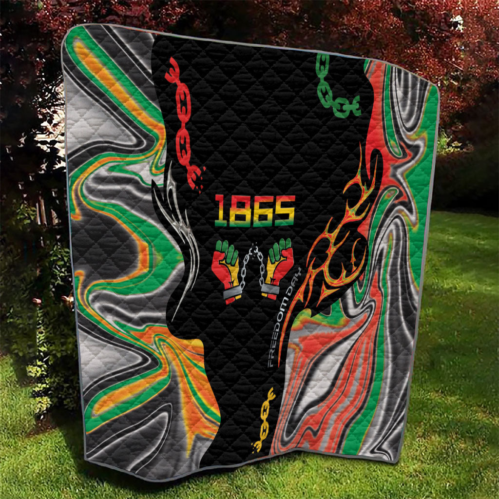 African Juneteenth Freedom Day 1865 Quilt Colors Liquid Marble With Broken Chains