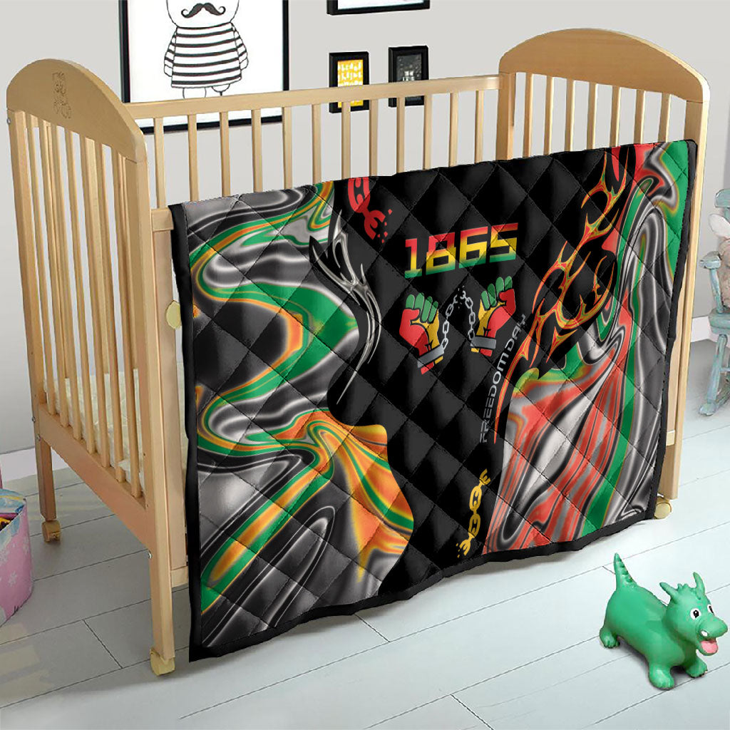 African Juneteenth Freedom Day 1865 Quilt Colors Liquid Marble With Broken Chains