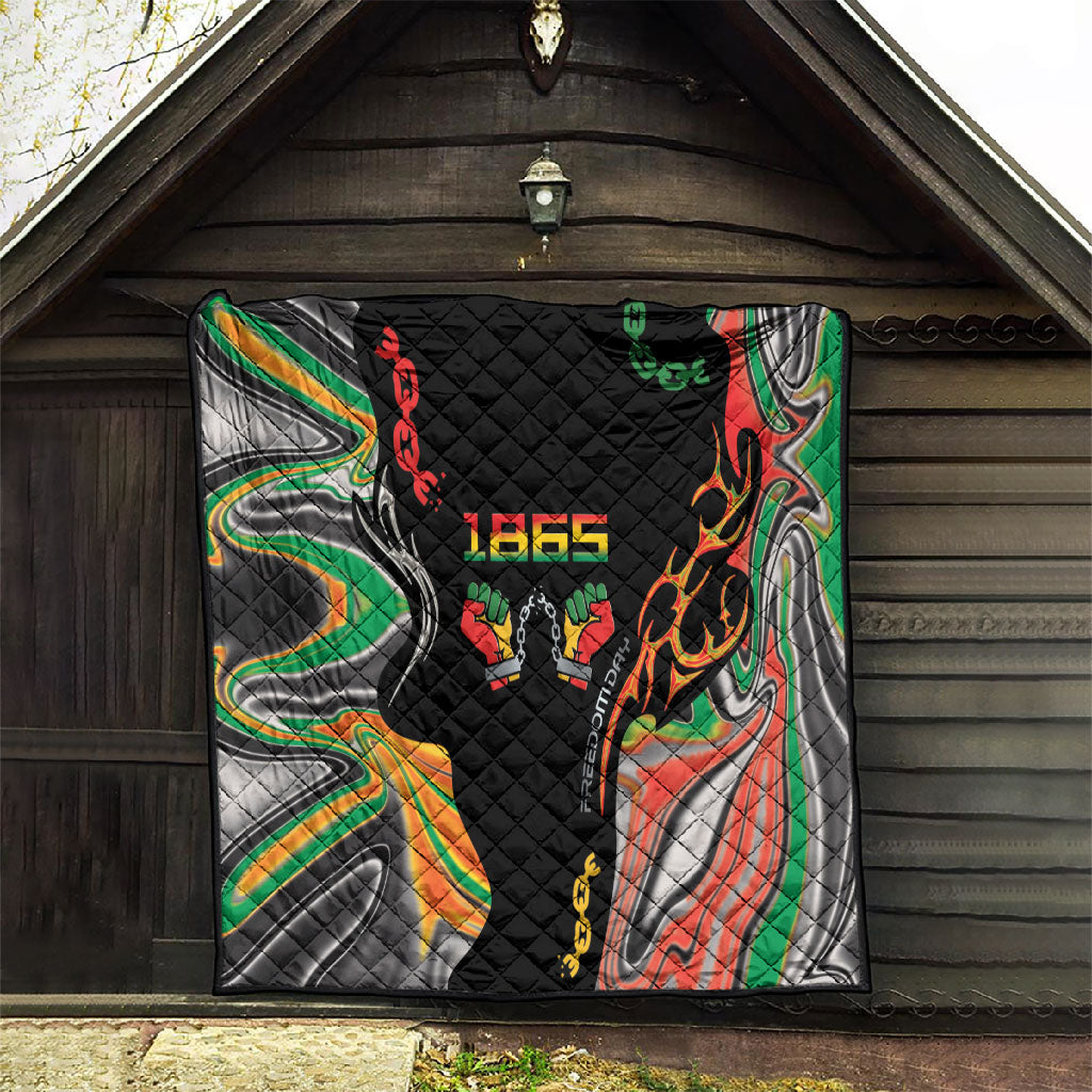 African Juneteenth Freedom Day 1865 Quilt Colors Liquid Marble With Broken Chains