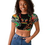 African Juneteenth Freedom Day 1865 Raglan Cropped T shirt Colors Liquid Marble With Broken Chains