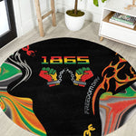 African Juneteenth Freedom Day 1865 Round Carpet Colors Liquid Marble With Broken Chains