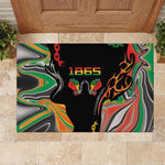 African Juneteenth Freedom Day 1865 Rubber Doormat Colors Liquid Marble With Broken Chains