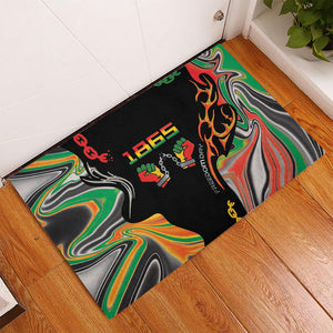 African Juneteenth Freedom Day 1865 Rubber Doormat Colors Liquid Marble With Broken Chains