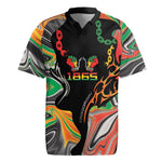 African Juneteenth Freedom Day 1865 Rugby Jersey Colors Liquid Marble With Broken Chains