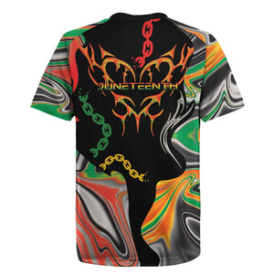 African Juneteenth Freedom Day 1865 Rugby Jersey Colors Liquid Marble With Broken Chains