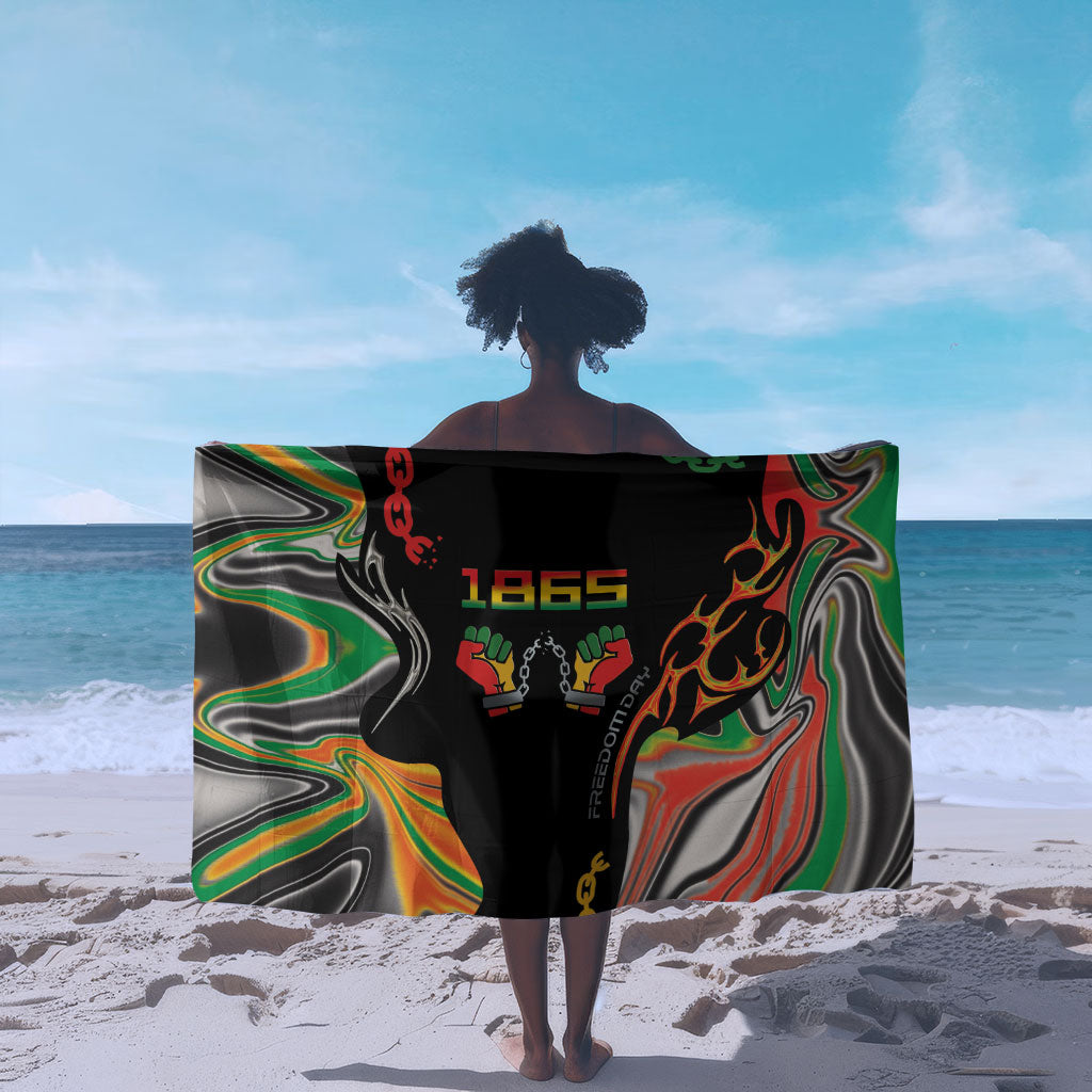 African Juneteenth Freedom Day 1865 Sarong Colors Liquid Marble With Broken Chains