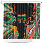 African Juneteenth Freedom Day 1865 Shower Curtain Colors Liquid Marble With Broken Chains