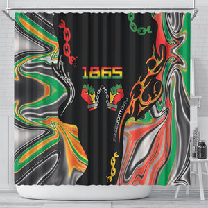 African Juneteenth Freedom Day 1865 Shower Curtain Colors Liquid Marble With Broken Chains