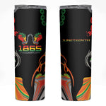 African Juneteenth Freedom Day 1865 Skinny Tumbler Colors Liquid Marble With Broken Chains