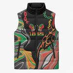 African Juneteenth Freedom Day 1865 Sleeveless Puffer Jacket Colors Liquid Marble With Broken Chains
