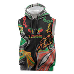 African Juneteenth Freedom Day 1865 Sleeveless Zip Hoodie Colors Liquid Marble With Broken Chains