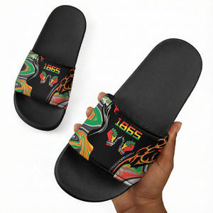 African Juneteenth Freedom Day 1865 Slide Sandals Colors Liquid Marble With Broken Chains