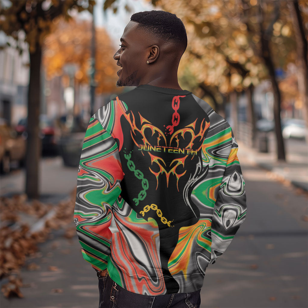 African Juneteenth Freedom Day 1865 Sweatshirt Colors Liquid Marble With Broken Chains