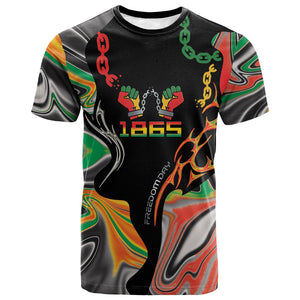 African Juneteenth Freedom Day 1865 T shirt Colors Liquid Marble With Broken Chains
