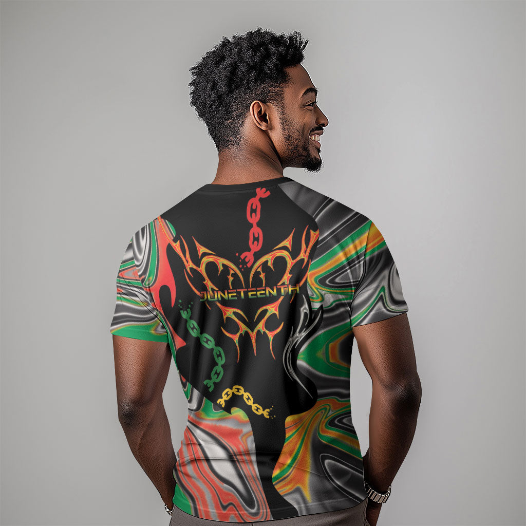 African Juneteenth Freedom Day 1865 T shirt Colors Liquid Marble With Broken Chains